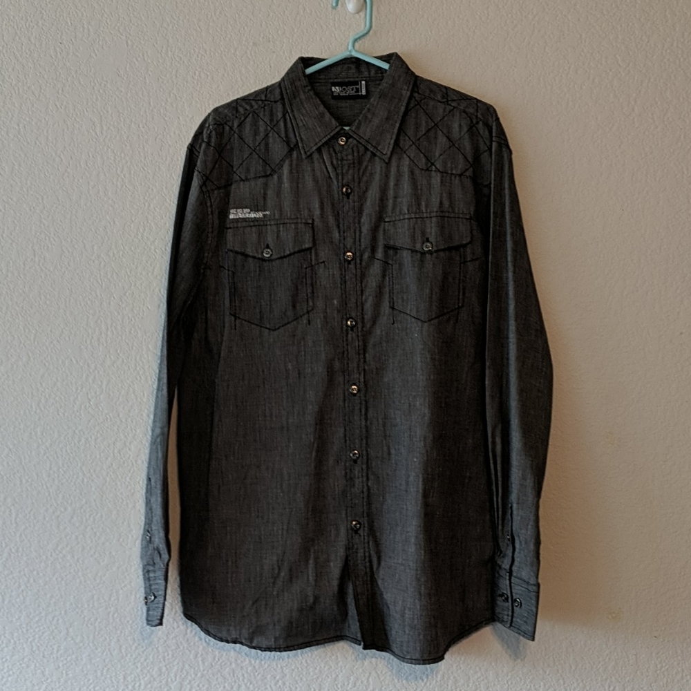 Gray Casual long sleeve button-up shirt